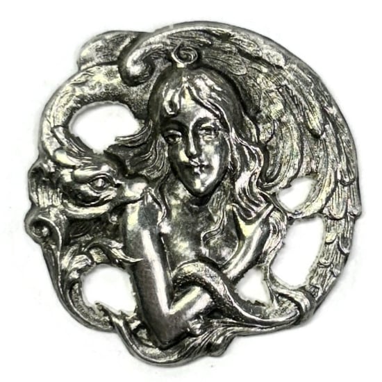 Picture of Sterling Silver Stamping "Art Nouveau Dragon Lady"