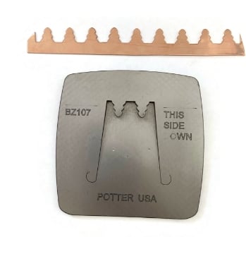 Show details for Pancake Die BZ107 Rounded Christmas Tree Progressive Strip Picture of Pancake Die BZ107 Rounded Christmas Tree Progressive Strip