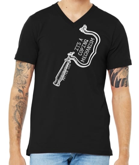 Picture of **PRE-ORDER** "It's a Coping Mechanism" - V Neck T-Shirt